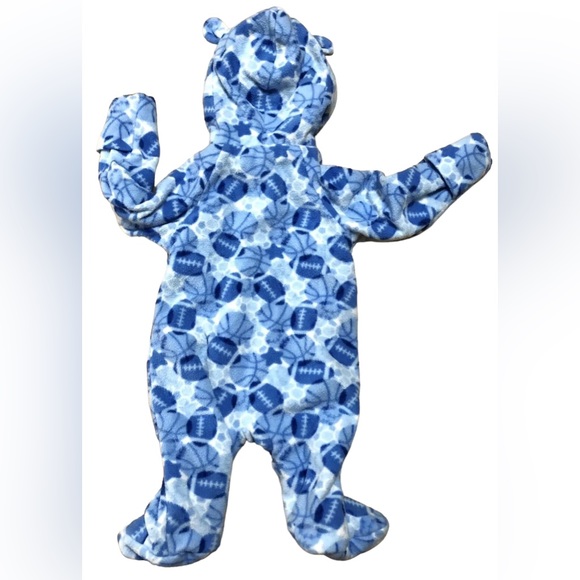 Healthtex Winter Romper 0-3mo Baby Boy Hooded Jumper Football Sports Theme - Picture 5 of 5